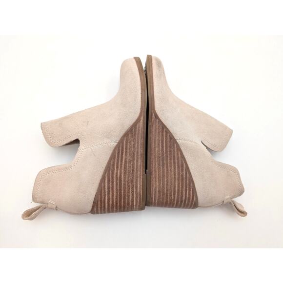 Toms Kallie Cutout Wedge Booties Almond Toe Women's Sahara Suede Size US5 EU35.5 - Picture 9 of 10